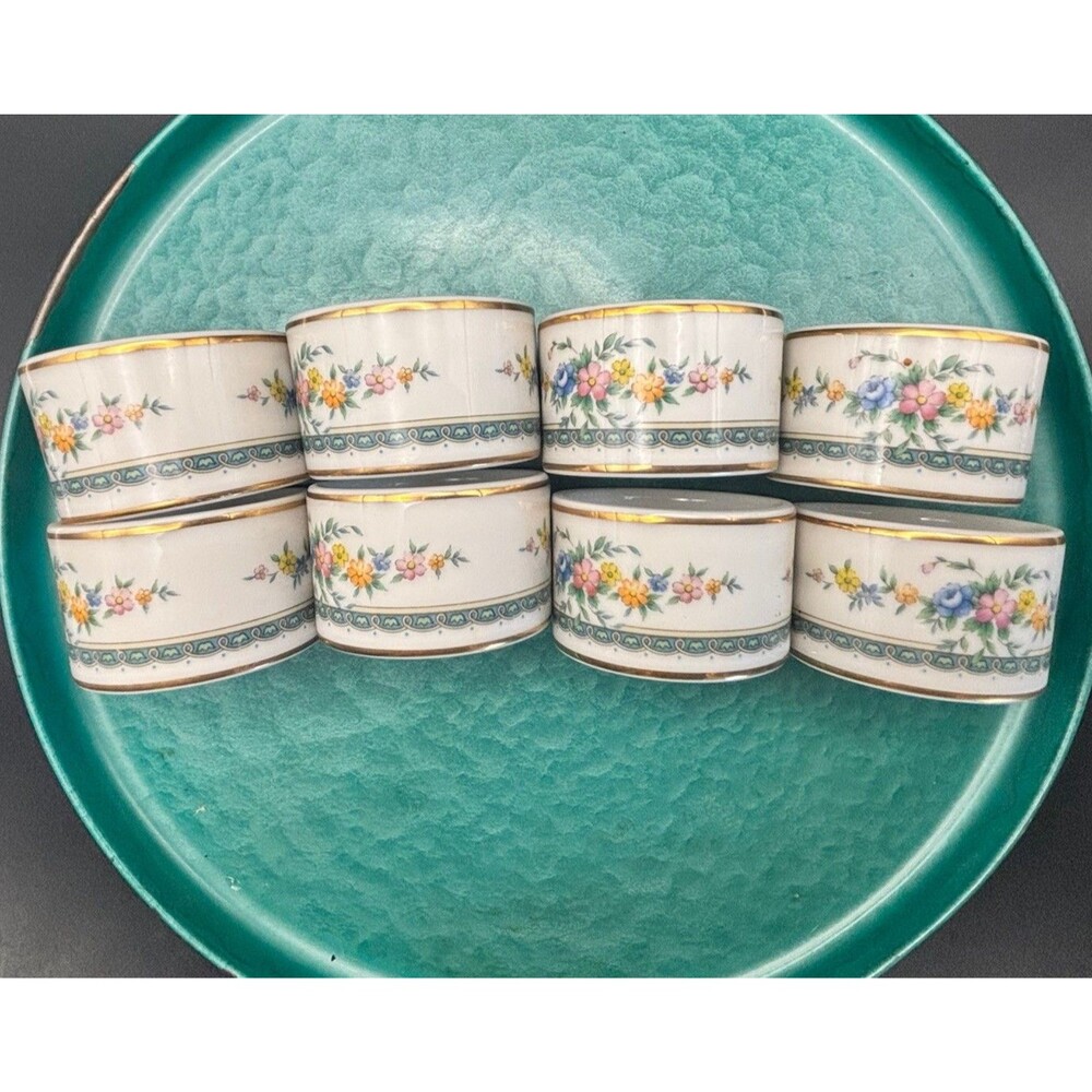 Set of 8 Noritake Japan Ivory Bone China 7228 AMENITY MINT Napkin Rings